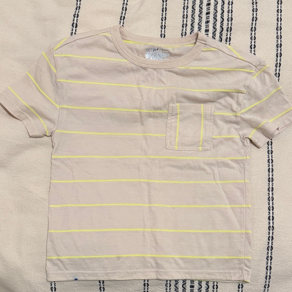 Cat & Jack Kids T-Shirt - Cream and Yellow Stripes